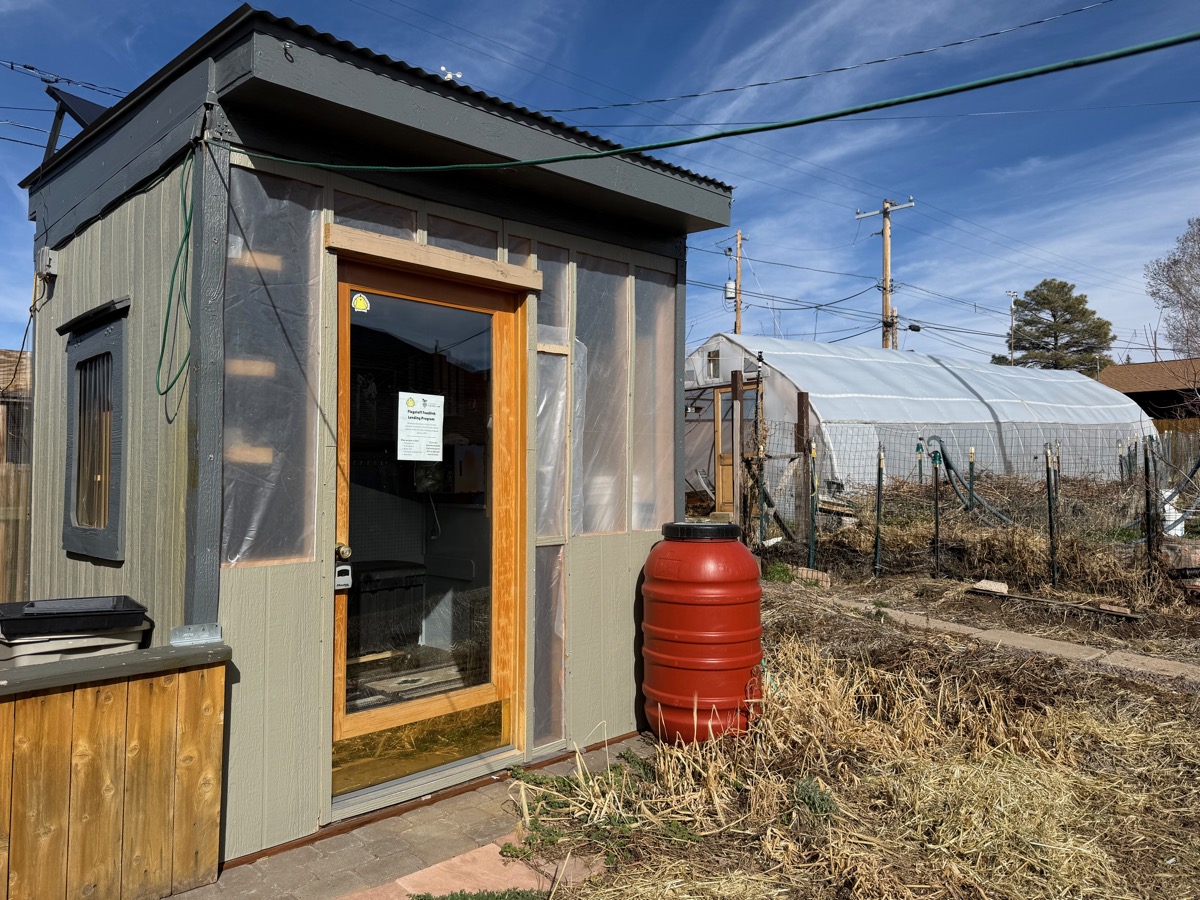 Shed housing the Foodlink Lending Program at Townsite Urban Farm